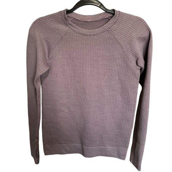 Lululemon Rest Less Pullover Sweatshirt Ribbed Seamless Thumbholes Purple Size 4 - Picture 5 of 11